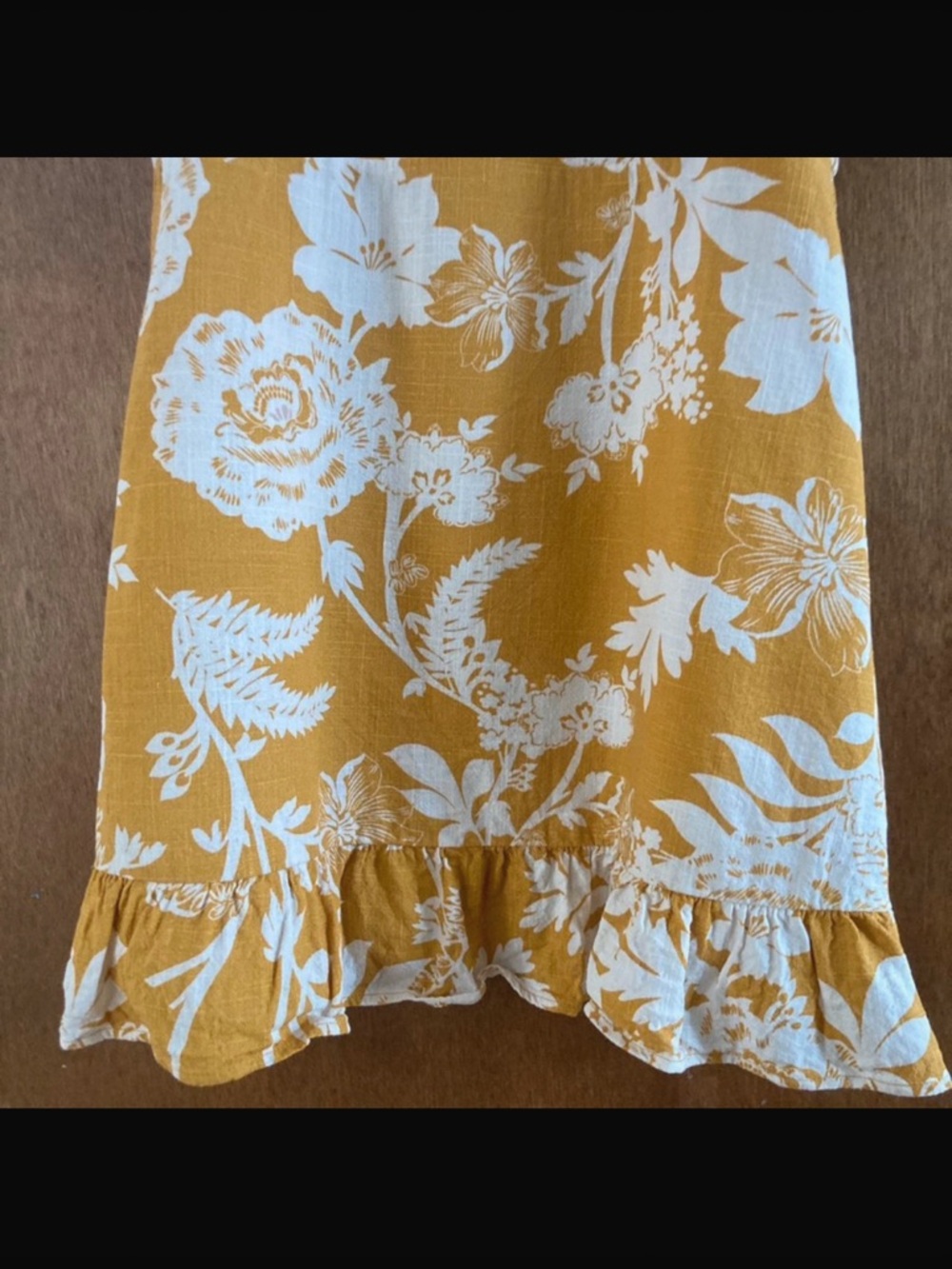 Linen Floral Ruffle Hem Summer Dress S - Picture 6 of 6